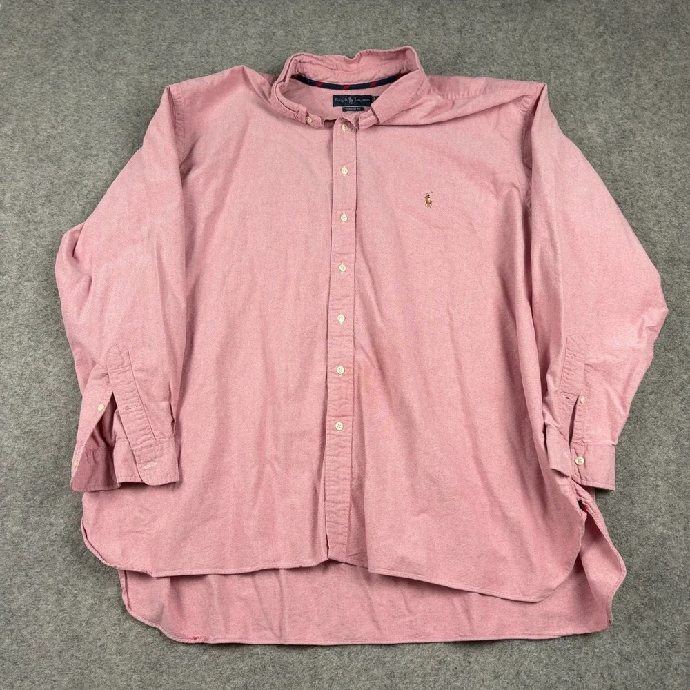 Ralph Lauren Button Down Mens 4XB Pink Classic Fit Long Sleeve Oxford Flesh Pony